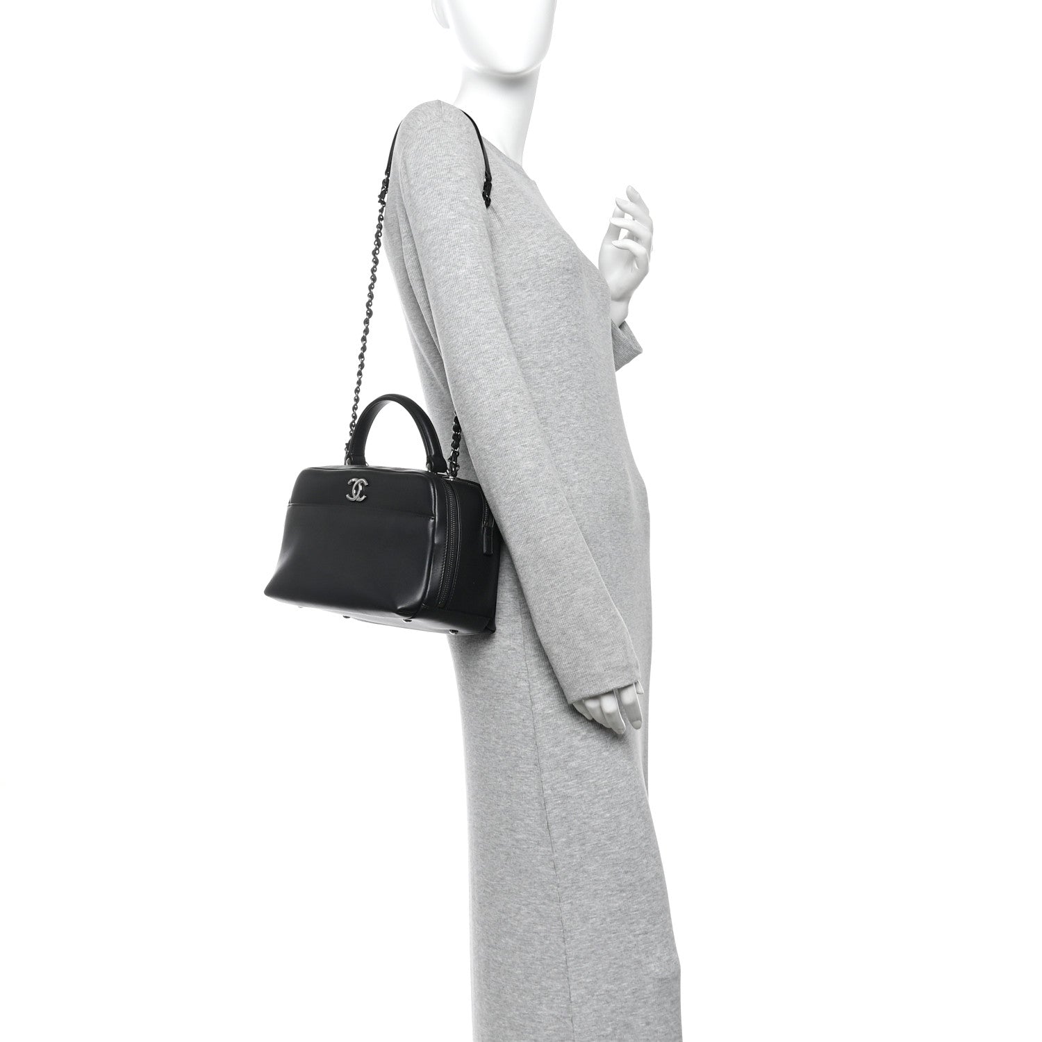 Chanel Calfskin Small Trendy CC Bowling Bag Black 2 of 10