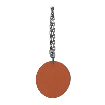 Hermes Sterling Silver Swift Chevre Orange Key Chain Bag Charm Orange 1 of 2