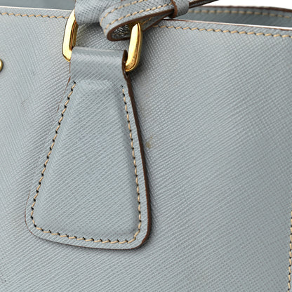 Prada Saffiano Small Galleria Bi-color Double Zip Tote White Astrale 15 of 18