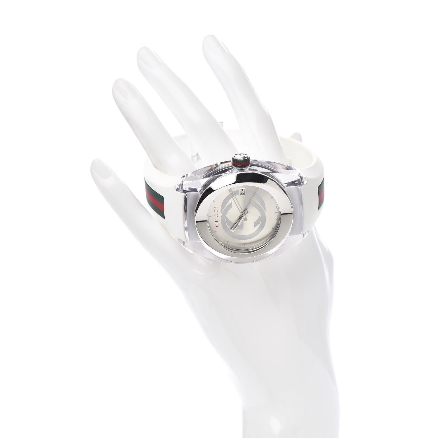 Gucci Stainless Steel Rubber 46mm Sync Web Quartz Watch White 2 of 6