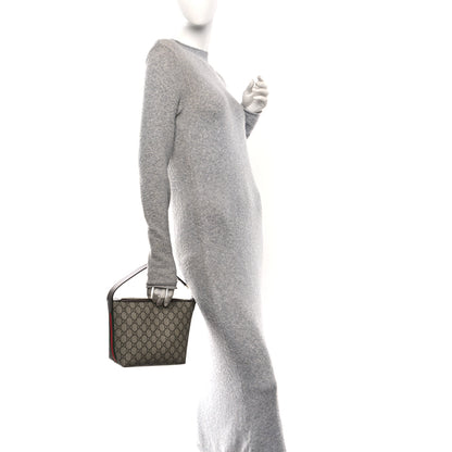 Gucci GG Supreme Monogram Textured Calfskin Web Super Mini Ophidia Shoulder Bag Beige Ebony New Acero 2 of 9