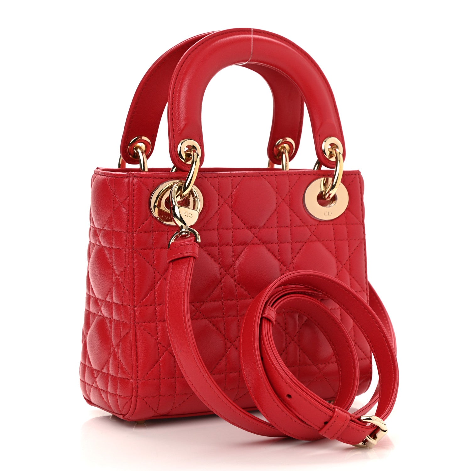 Christian Dior Lambskin Cannage Mini Lady Dior Red 4 of 10