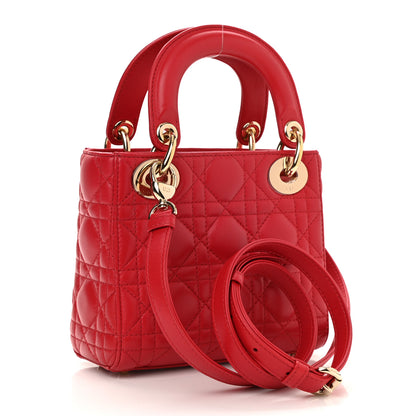 Christian Dior Lambskin Cannage Mini Lady Dior Red 4 of 10