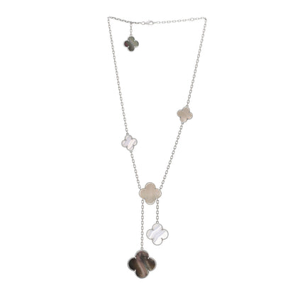 Van Cleef & Arpels 18K White Gold Mother of Pearl Chalcedony 6 Motifs Magic Alhambra Necklace 3 of 4