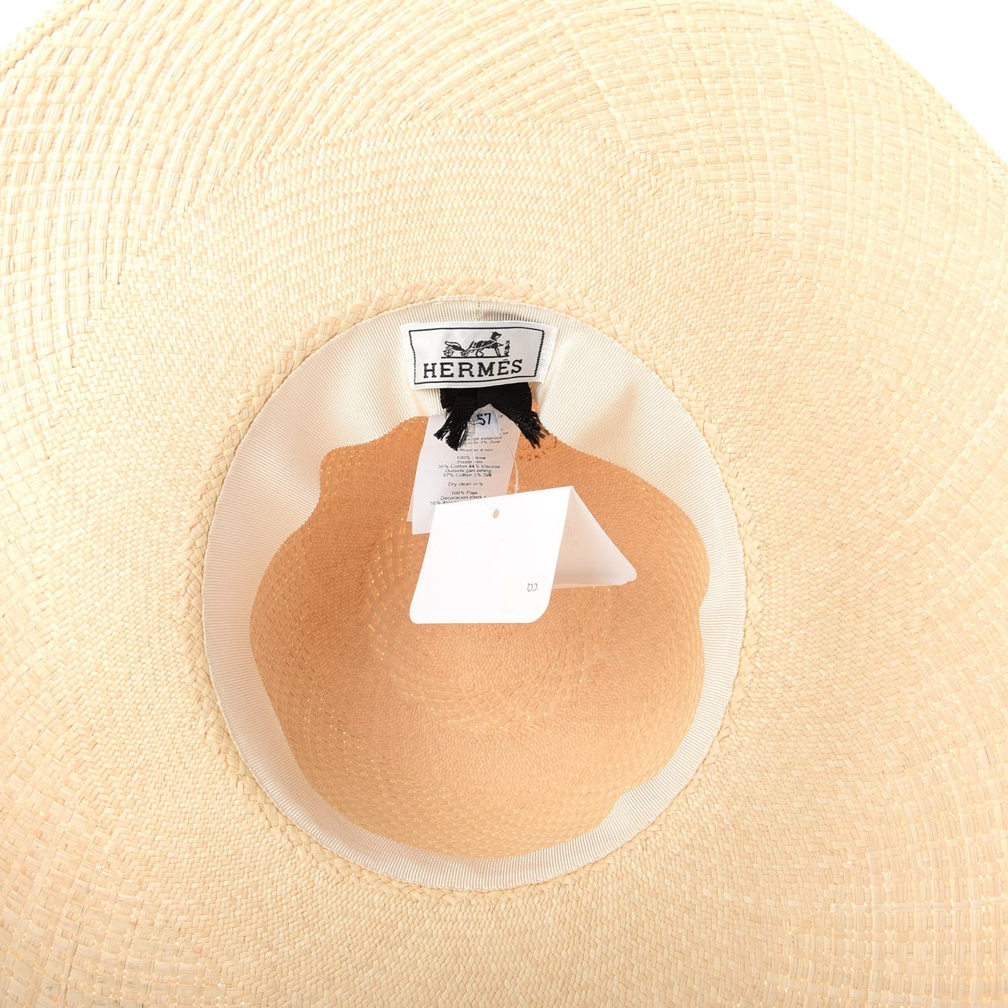 Straw Brides De Gala Panama Hat 57 Naturel Ecru Black