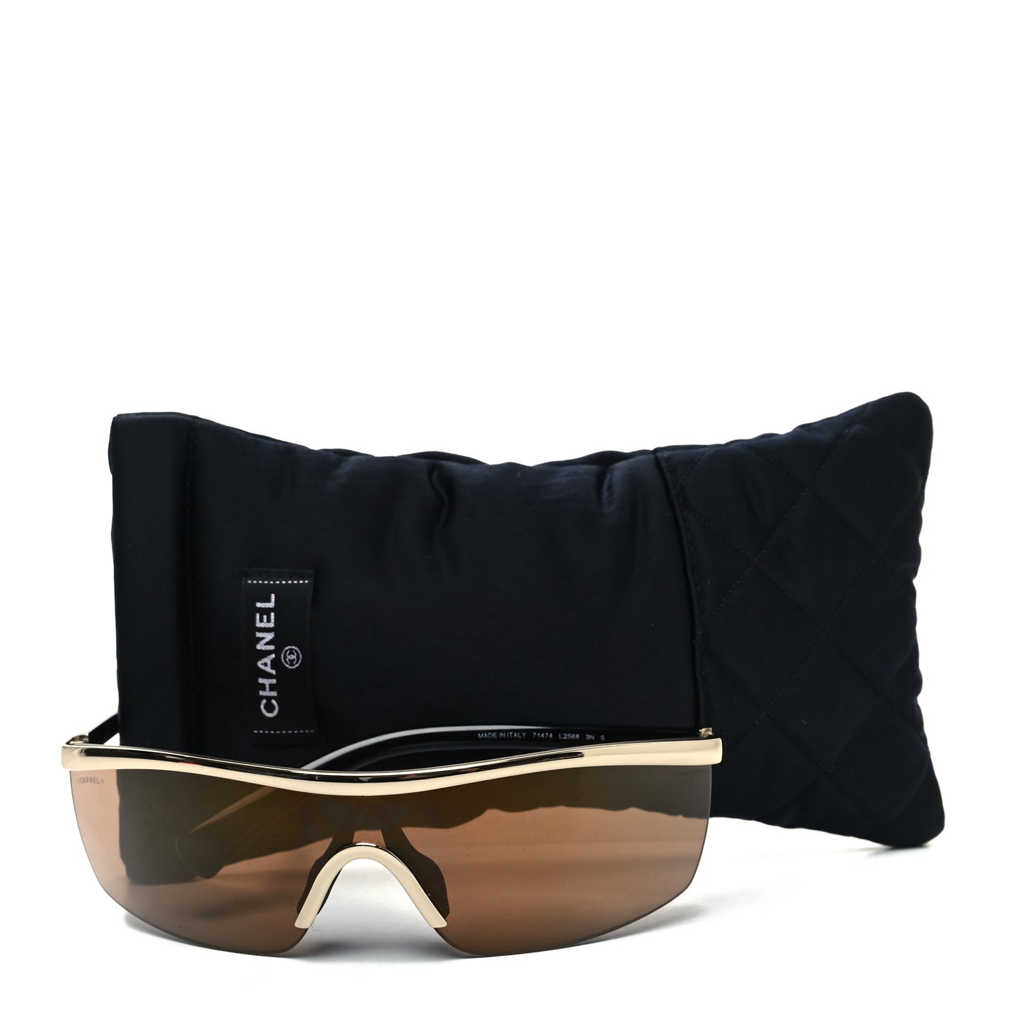 Acetate Shield Sunglasses 71474 Brown Gold