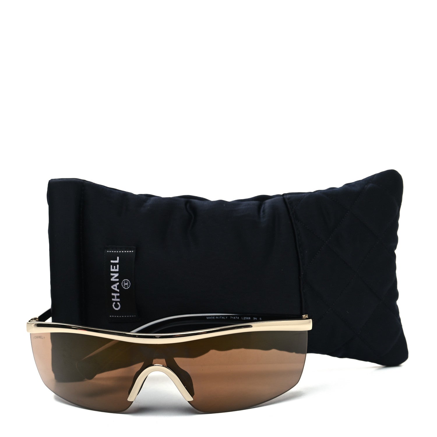 Chanel Acetate Shield Sunglasses 71474 Brown Gold 7 of 7