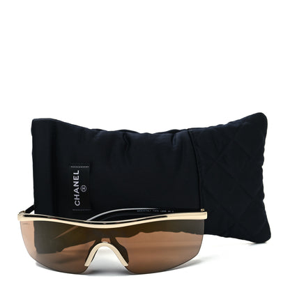 Chanel Acetate Shield Sunglasses 71474 Brown Gold 7 of 7