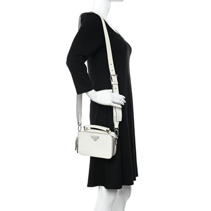 Prada Saffiano Travel Small Brique Top Handle Crossbody Bag White 2 of 22