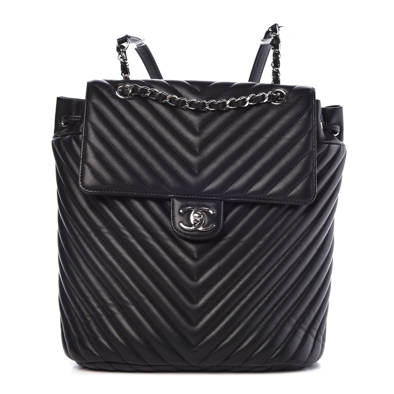 Chanel Calfskin Chevron Quilted Large Urban Spirit Backpack Black 1 of 8