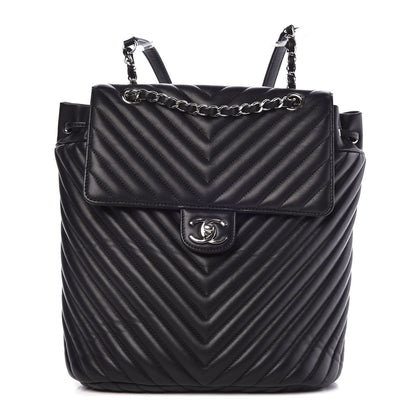 Chanel Calfskin Chevron Quilted Large Urban Spirit Backpack Black 1 of 8
