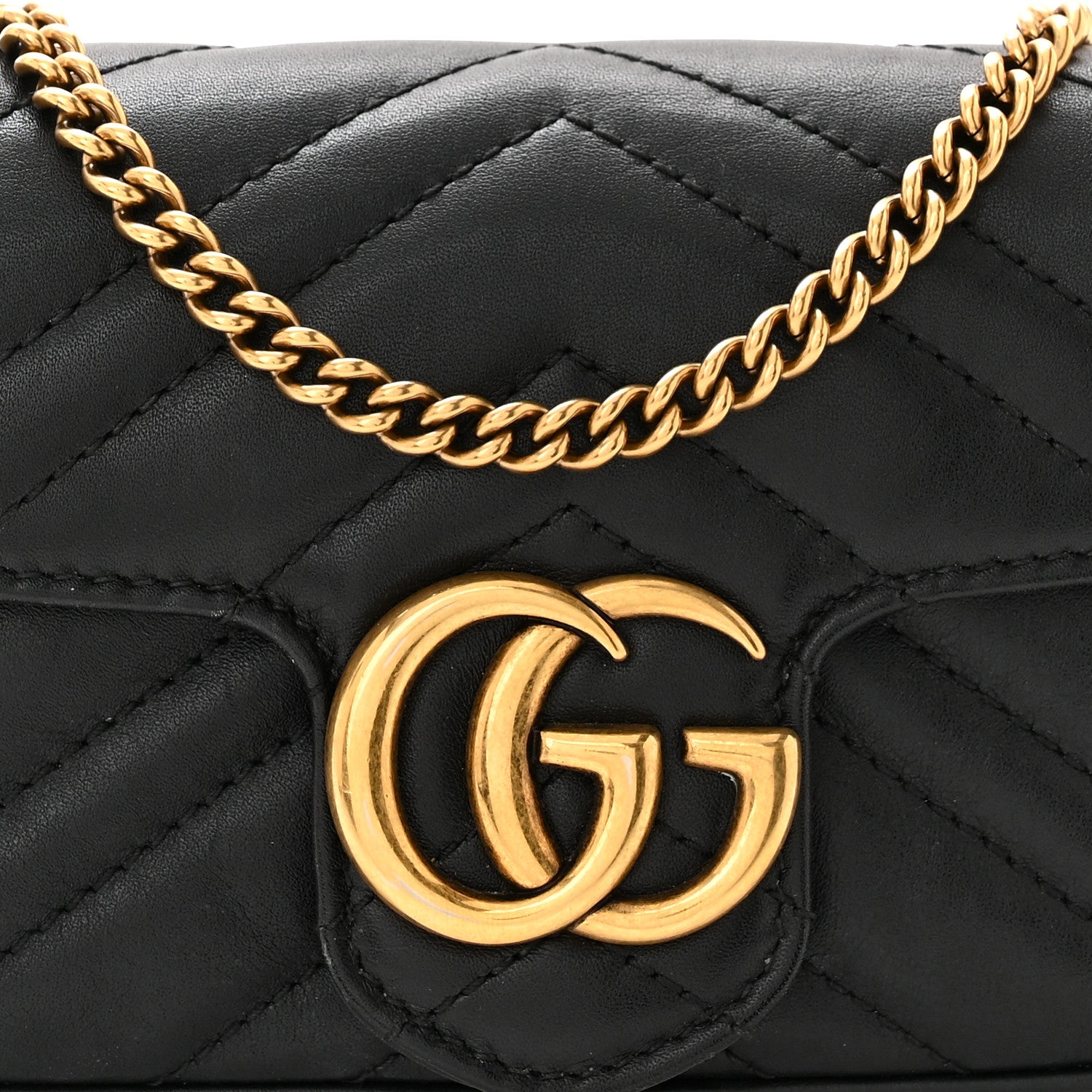 Gucci Calfskin Matelasse Super Mini GG Marmont Shoulder Bag Black 8 of 11