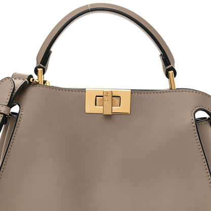 Fendi Vitello Tahiti Burro Medium Peekaboo Iconic Essentially Satchel Tortora Black 8 of 10