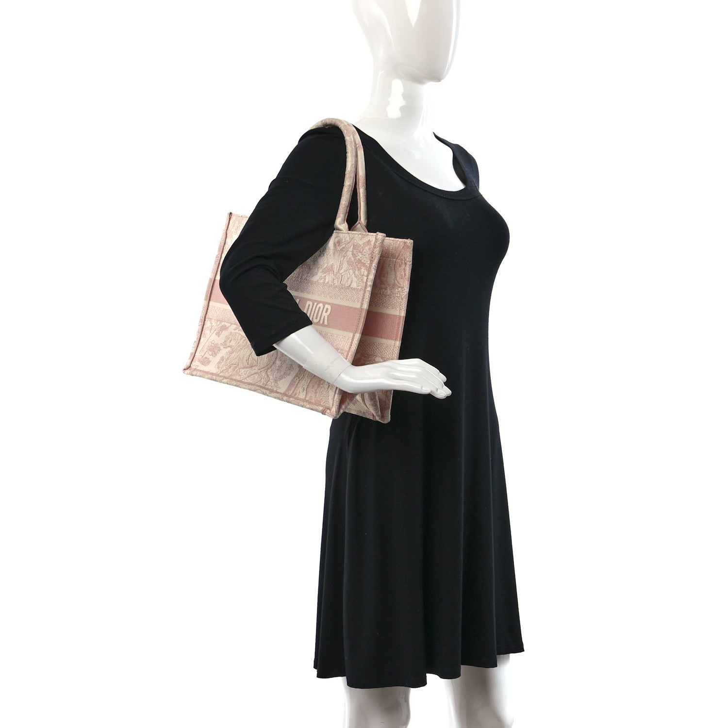 Christian Dior Canvas Embroidered Medium Dioriviera Toile De Jouy Book Tote Rose 2 of 13