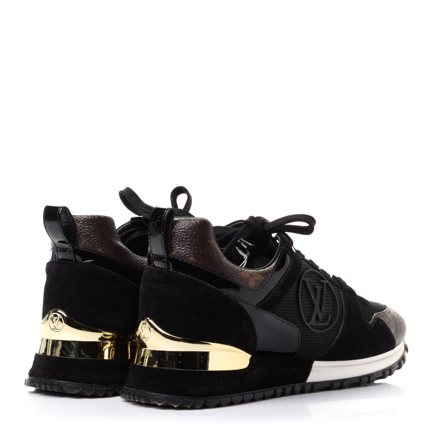 Suede Monogram Run Away Sneakers 35 Black