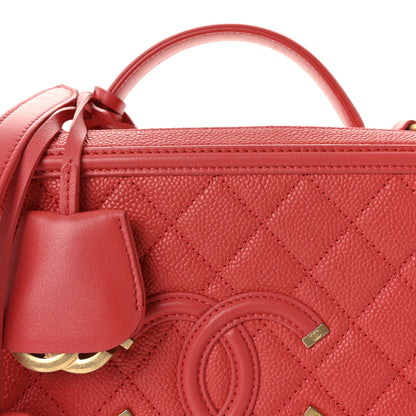 Chanel Caviar Quilted Large CC Filigree Vanity Case Coral 8 of 10