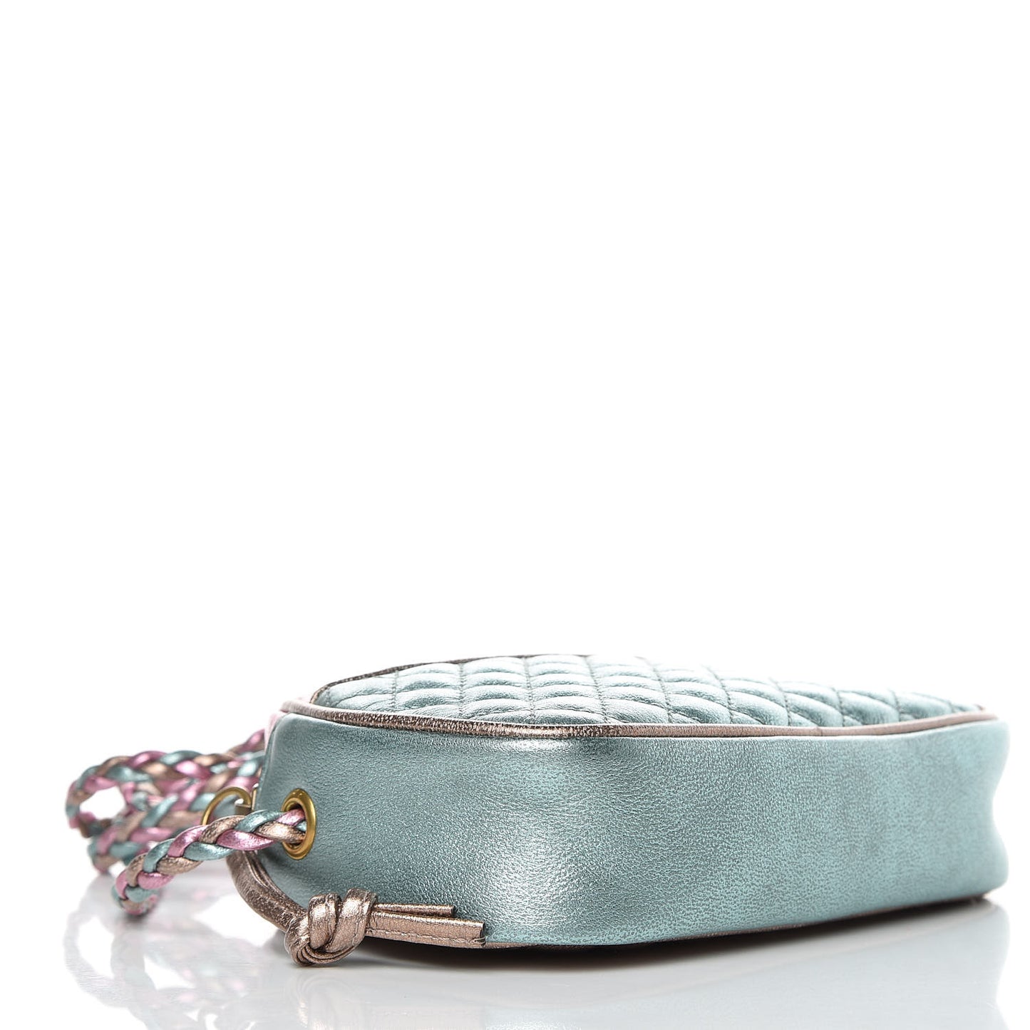 Laminated Nappa Trapuntata Mini Zumi Dome Shoulder Bag Rosa Lago Rame