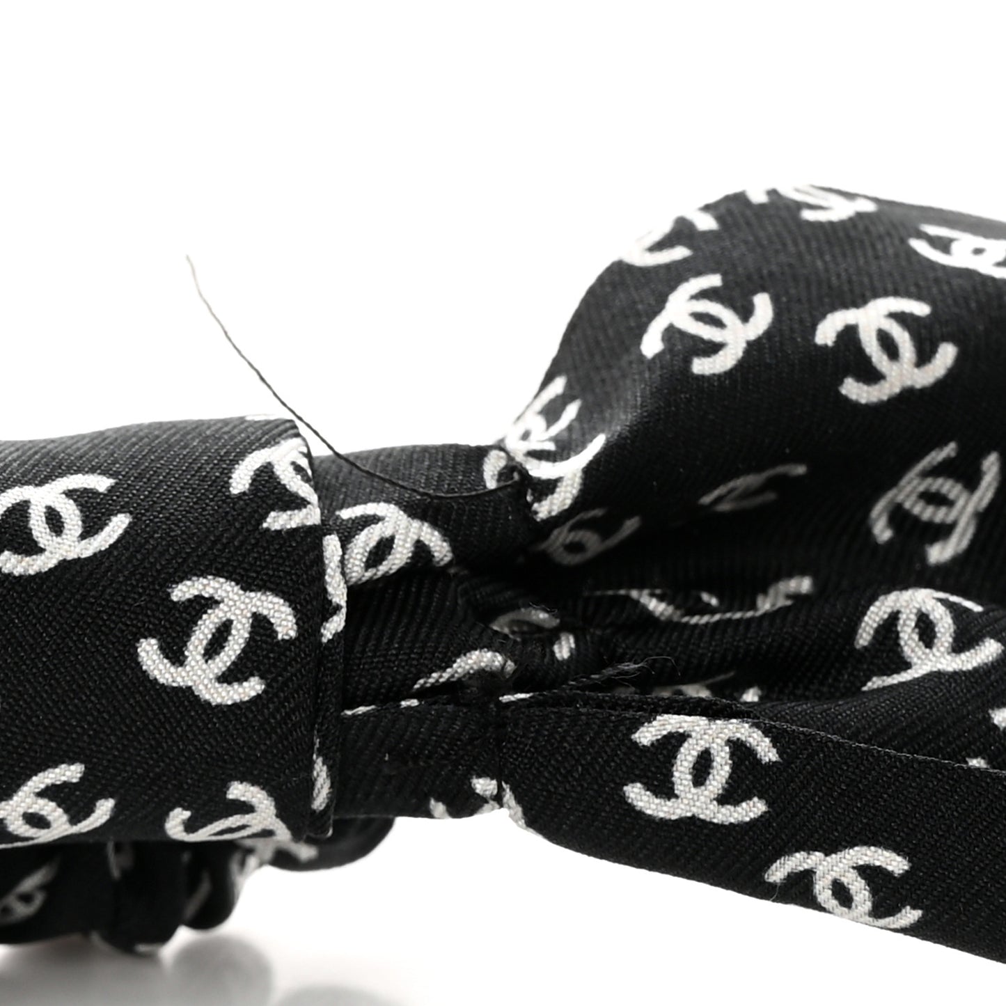 Silk Twill CC Scarf Hair Tie Black White