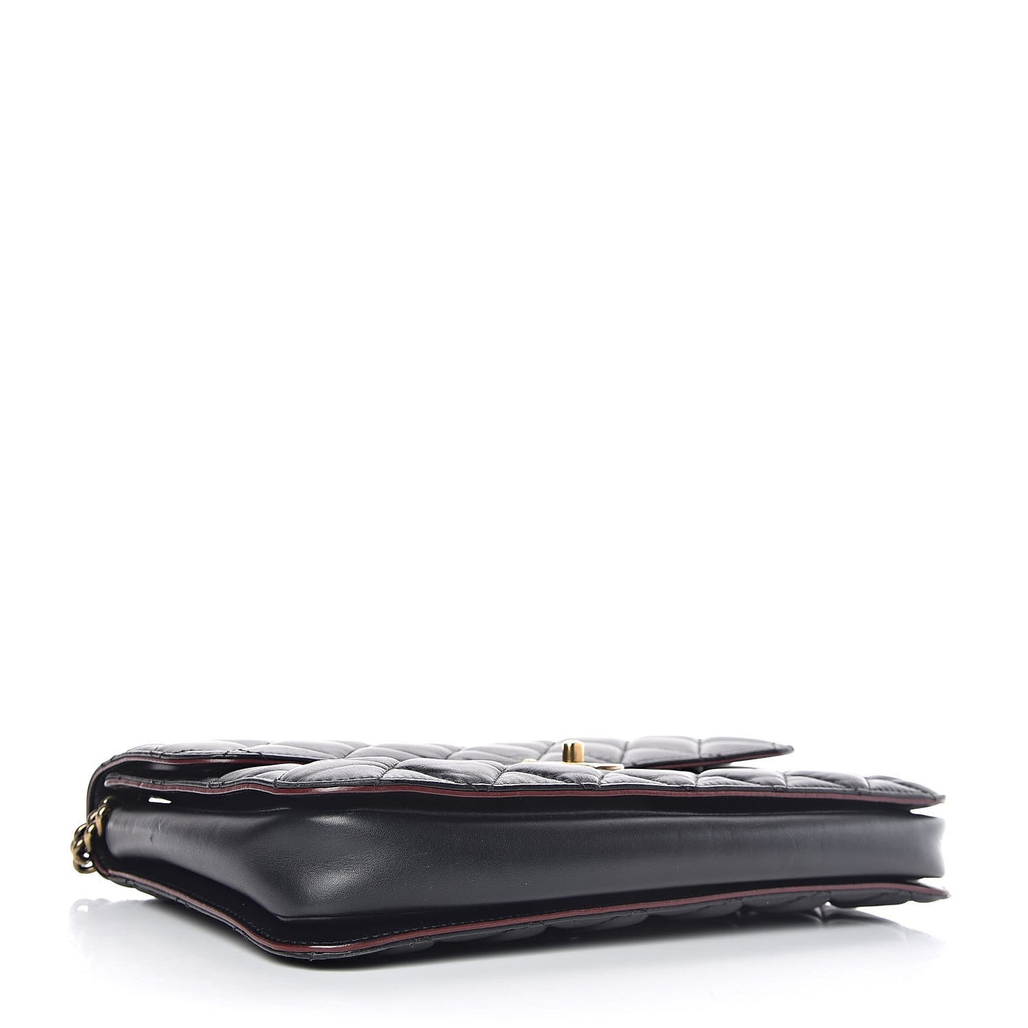 Calfskin Quilted Large Perfect Edge Flap Black
