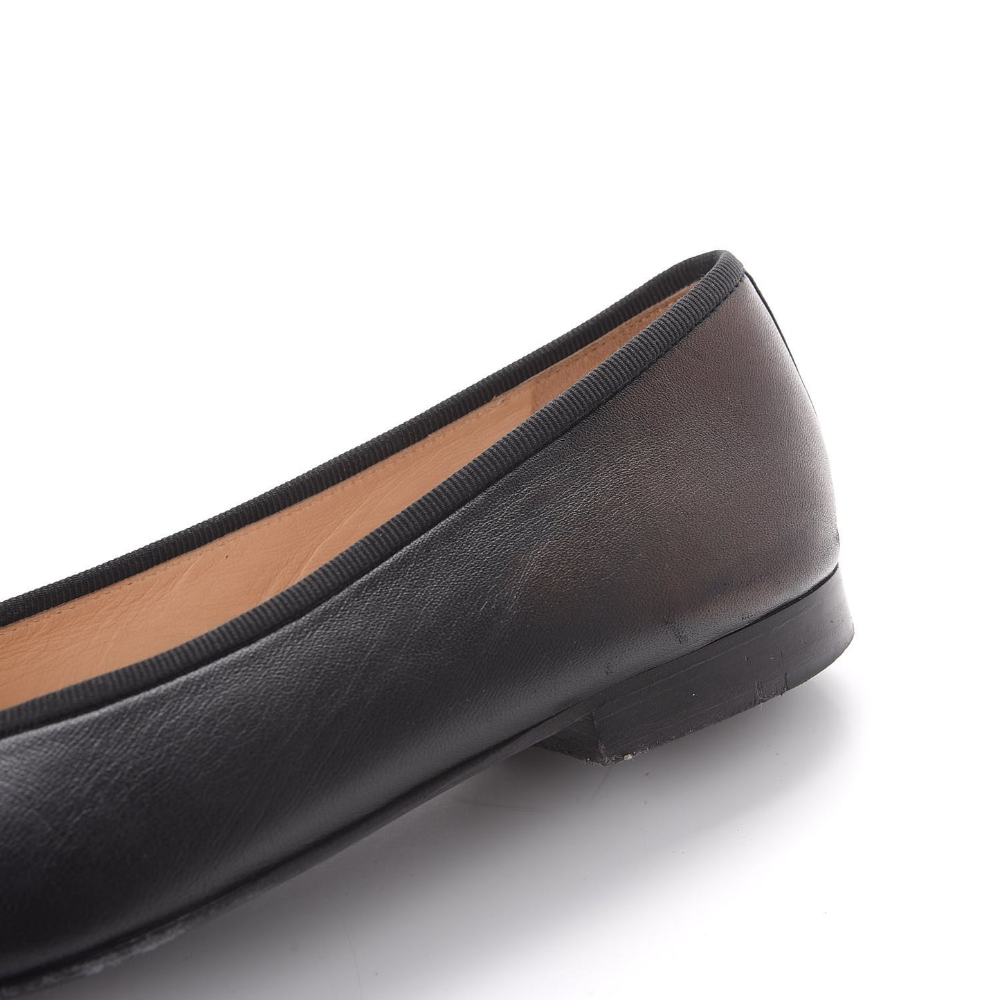 Lambskin Patent Cap Toe Ballerina Flats 37.5 Black