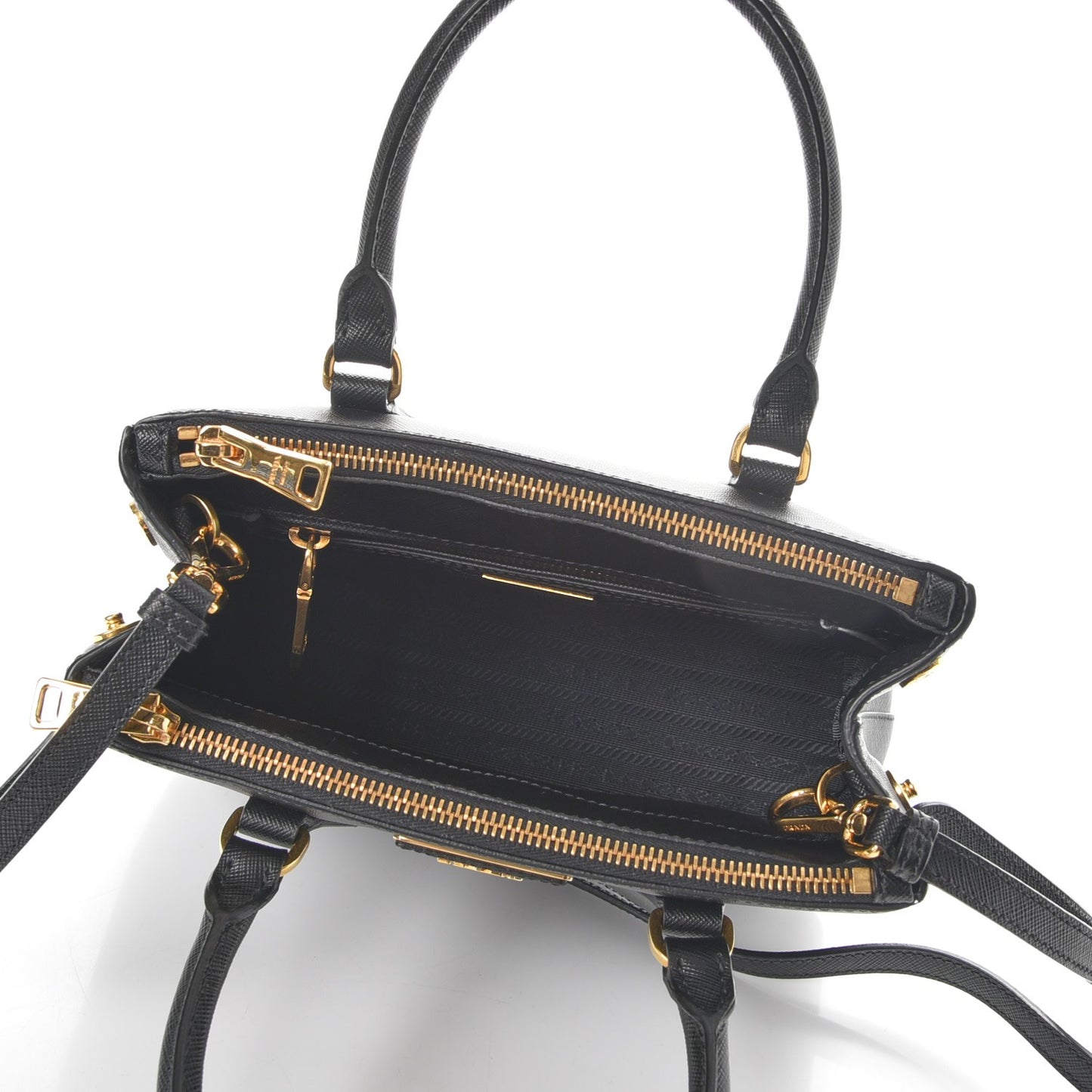 Saffiano Lux Small Galleria Double Zip Tote Black