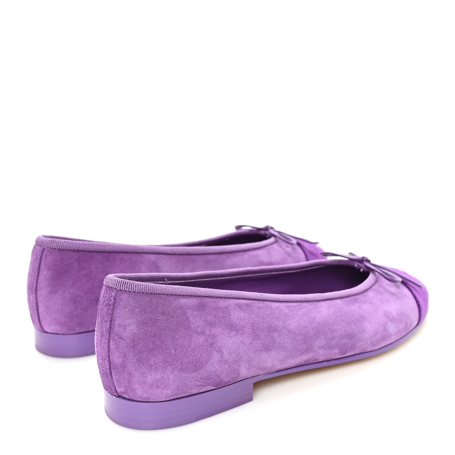 Chanel Suede Cap Toe CC Ballerina Flats 36 Purple Dark Purple 5 of 9