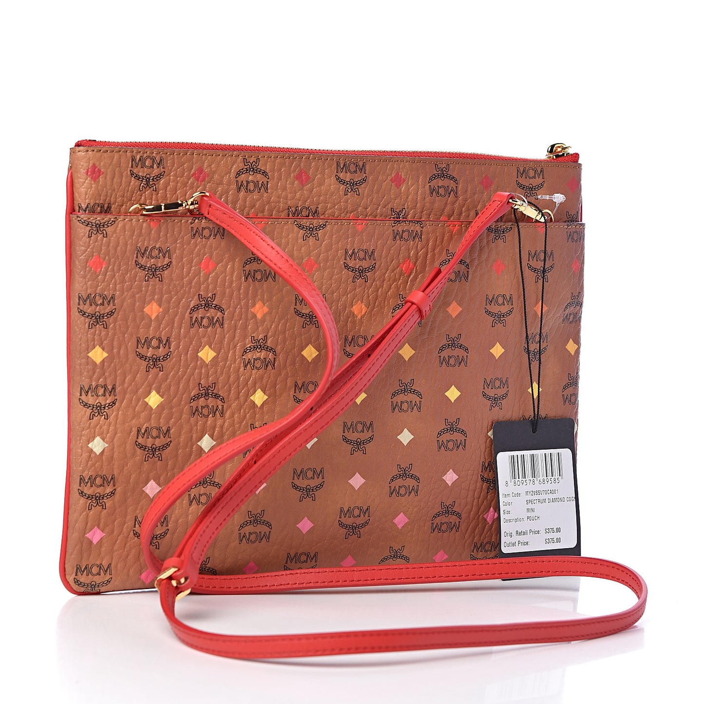 Skyoptic Visetos Mini Crossbody Pouch Spectrum Diamond Cognac Red