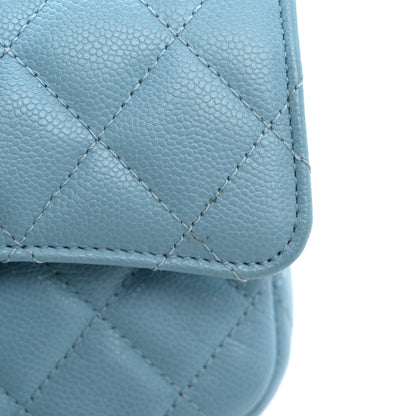 Chanel Caviar Quilted Flap Phone Holder With Chain Light Blue 14 of 14