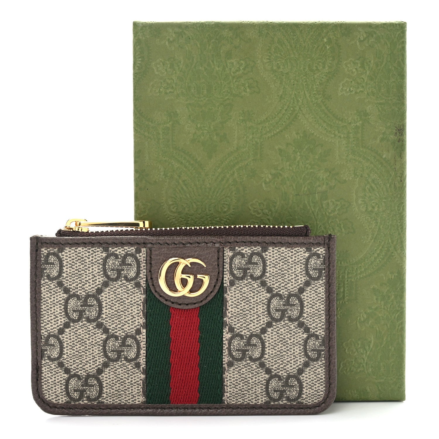 Gucci GG Supreme Monogram Web Ophidia Zip Card Case Brown 9 of 9