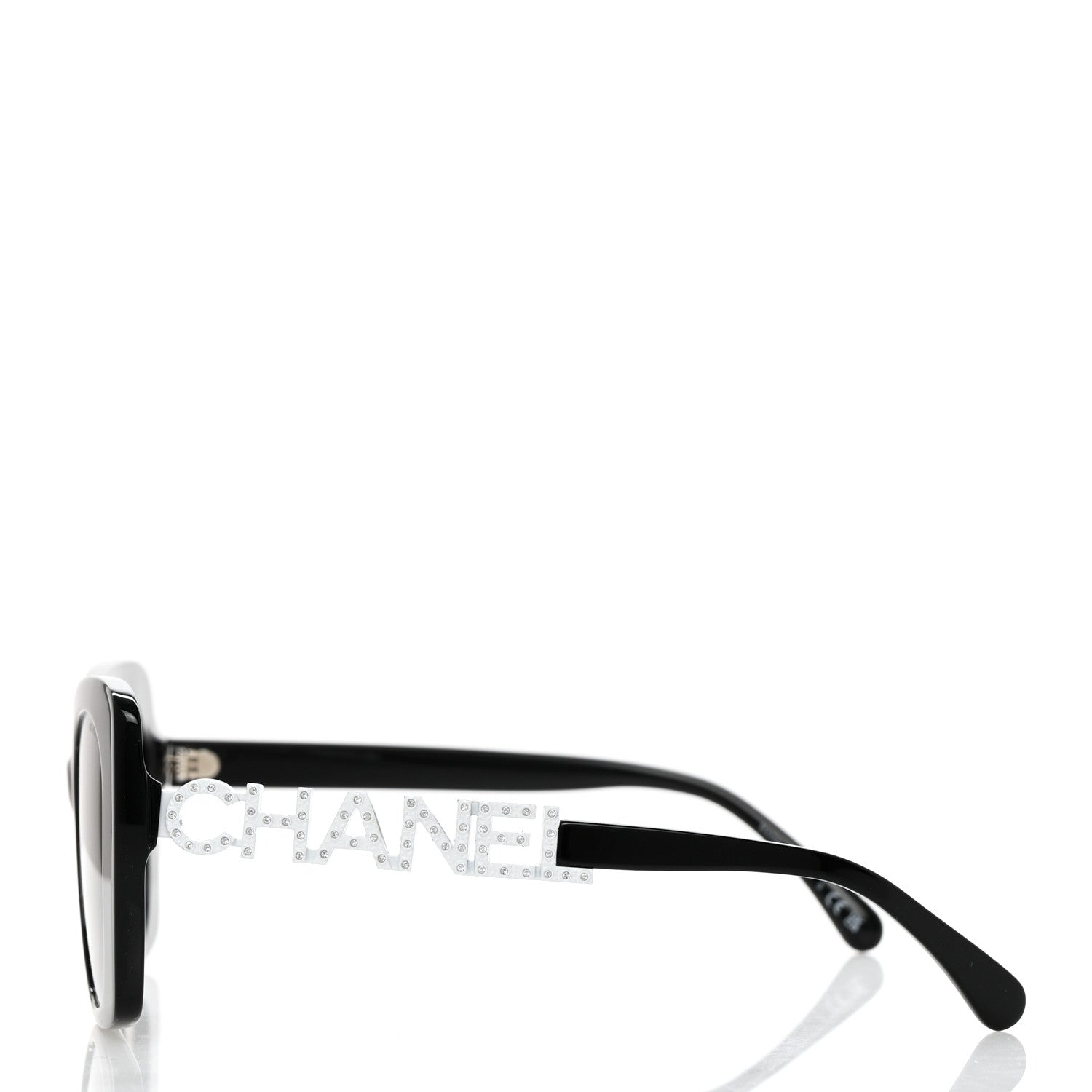 Chanel Acetate Strass Square Sunglasses 5422-B Black White 3 of 8