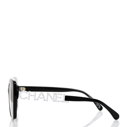 Chanel Acetate Strass Square Sunglasses 5422-B Black White 3 of 8