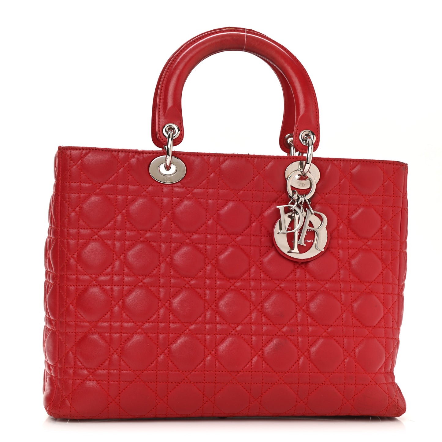 Lambskin Cannage Large Lady Dior Red