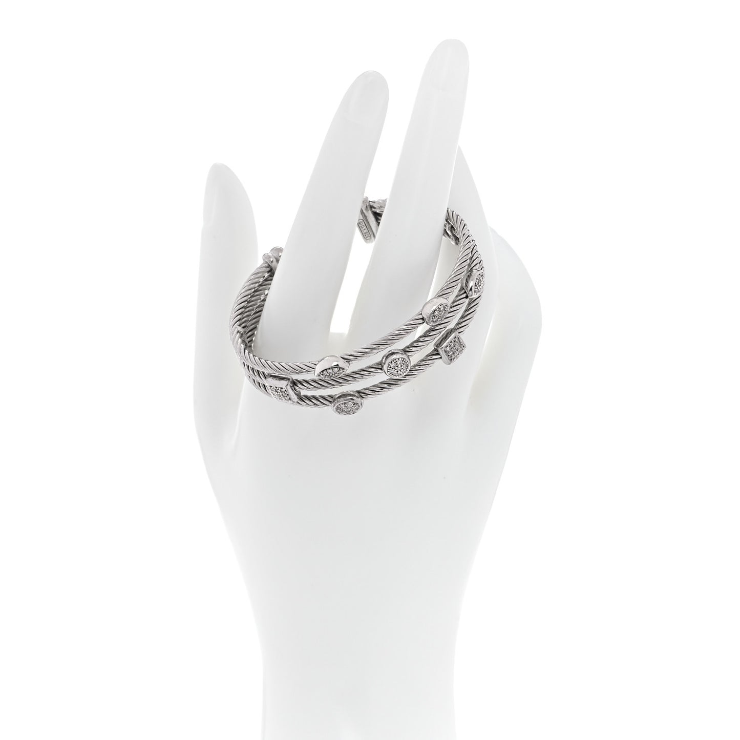 Sterling Silver Diamond Three Row Confetti Cuff Bracelet