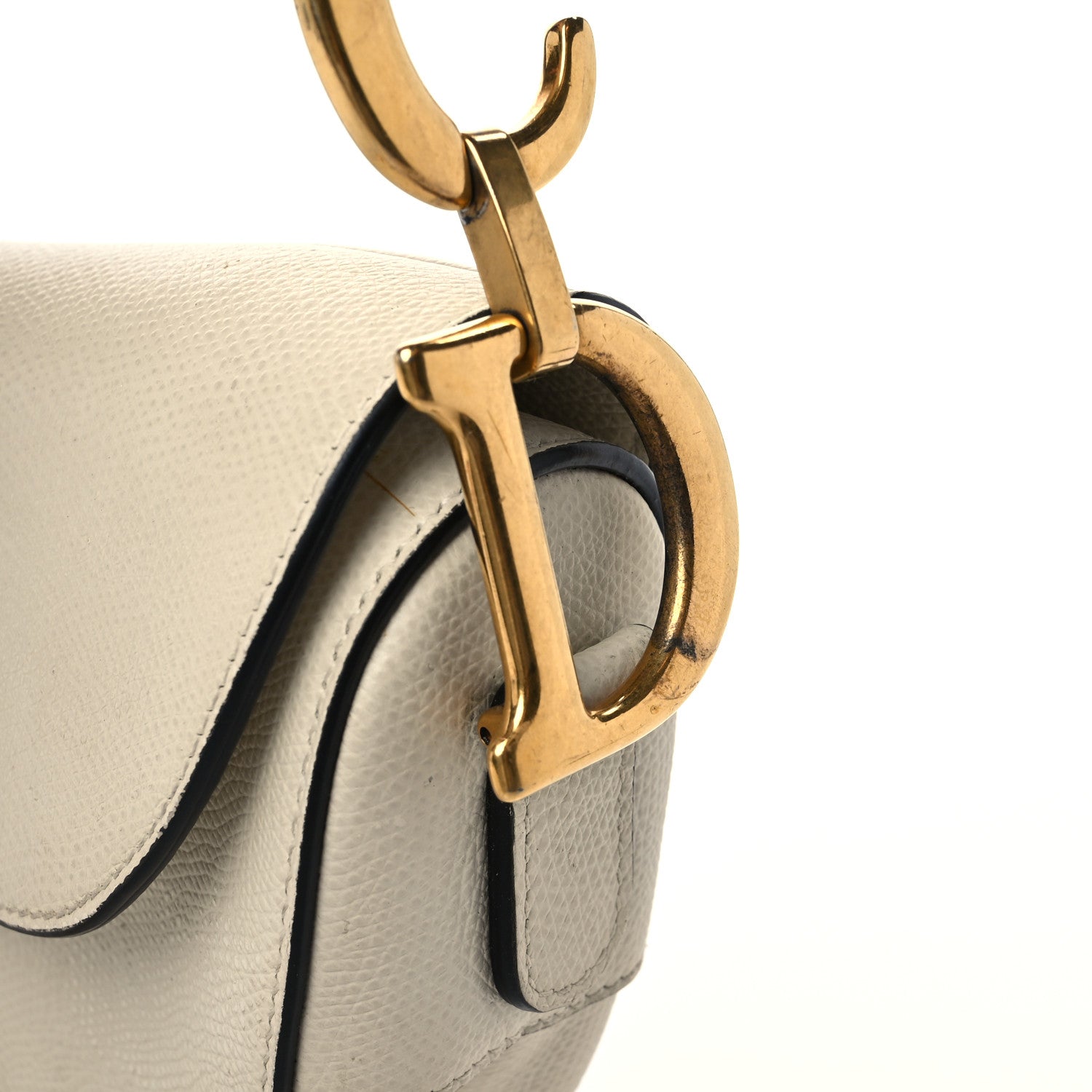 Christian Dior Grained Calfskin Mini Saddle Bag White 9 of 17