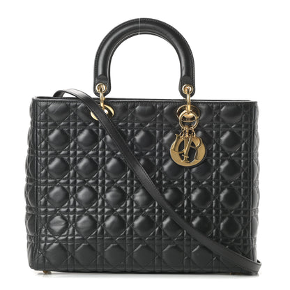 Christian Dior Lambskin Cannage Large Lady Dior Black 1 of 15
