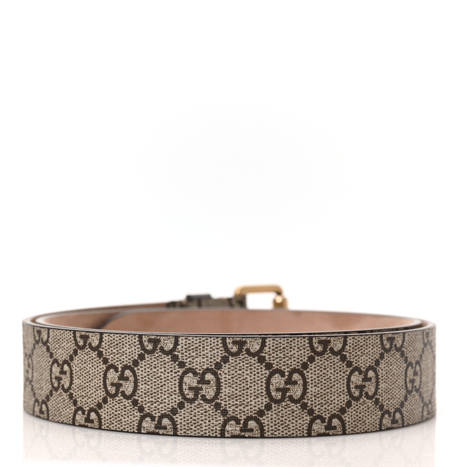 Gucci GG Supreme Monogram Selleria Calfskin Kingsnake 35mm Belt 100 40 Beige Ebony Multicolor Cocoa 2 of 5