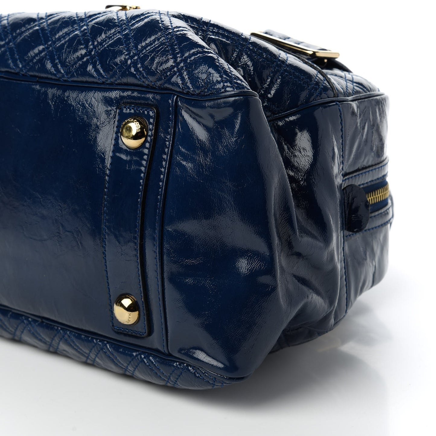 Patent Goatskin Quilted Large Ursula Bowler Midnight