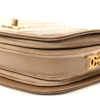 Chanel Shiny Calfskin Quilted Suede Goatskin Mini Messenger Beige 11 of 11