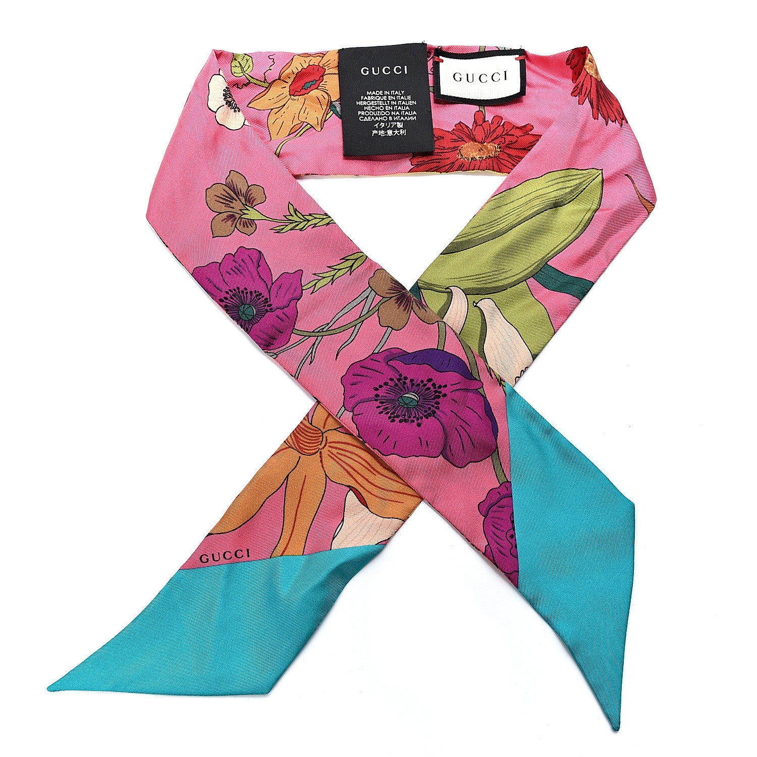 Gucci Silk Twill Flora Gothic Twilly Neck Bow Scarf 1 of 3
