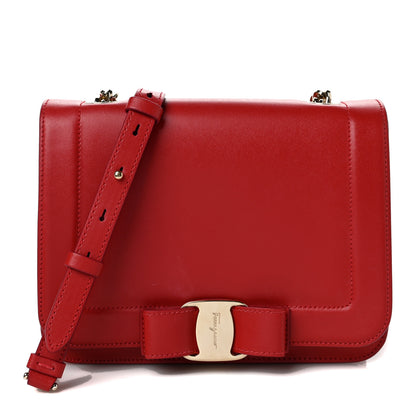 Salvatore Ferragamo Smooth Calfskin Vara Bow Chain Flap Crossbody Lipstick Hyacinth 1 of 8