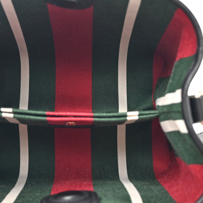 Gucci GG Supreme Monogram Emblem Mini Bucket Bag Beige Dark Brown Black 5 of 10