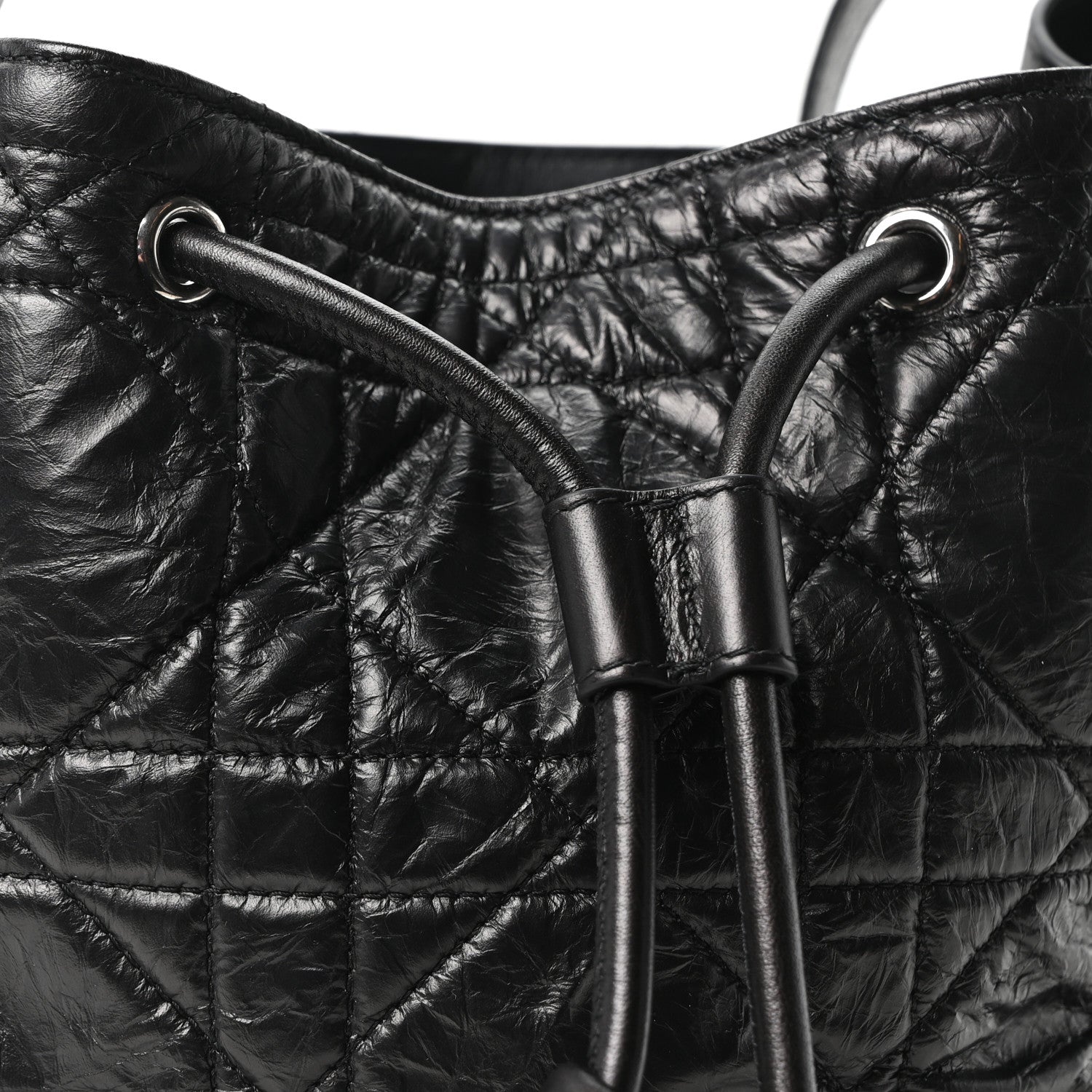 Christian Dior Crinkled Calfskin Macrocannage Small D-Motion Bag Black 8 of 10