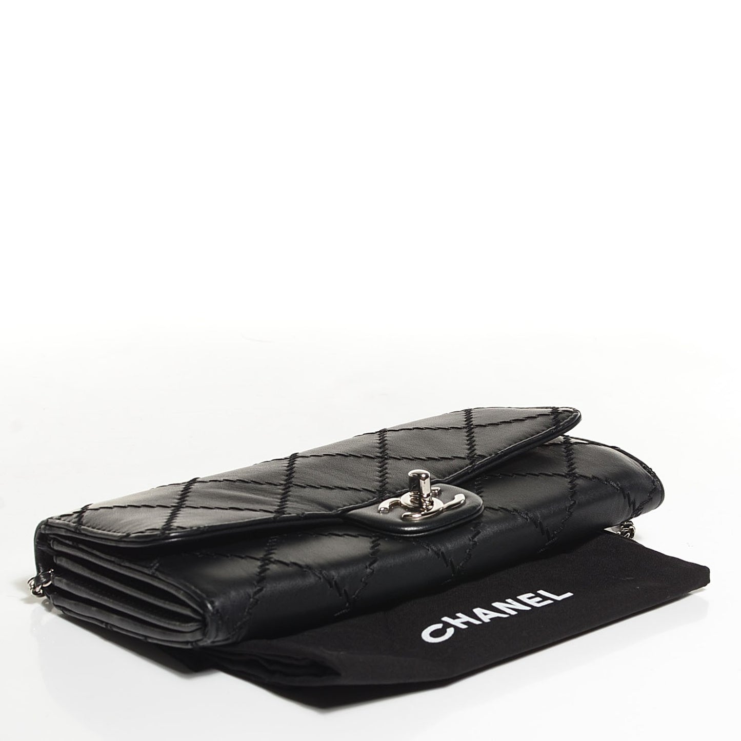 Calfskin Ultimate Stitch Clutch Flap Black