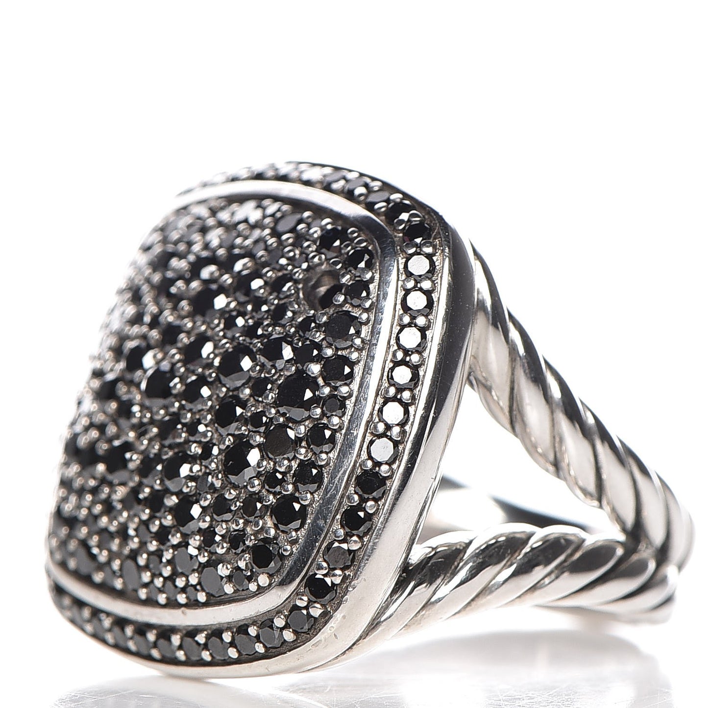 Sterling Silver Black Diamond 17mm Albion Ring 48.5 4.75