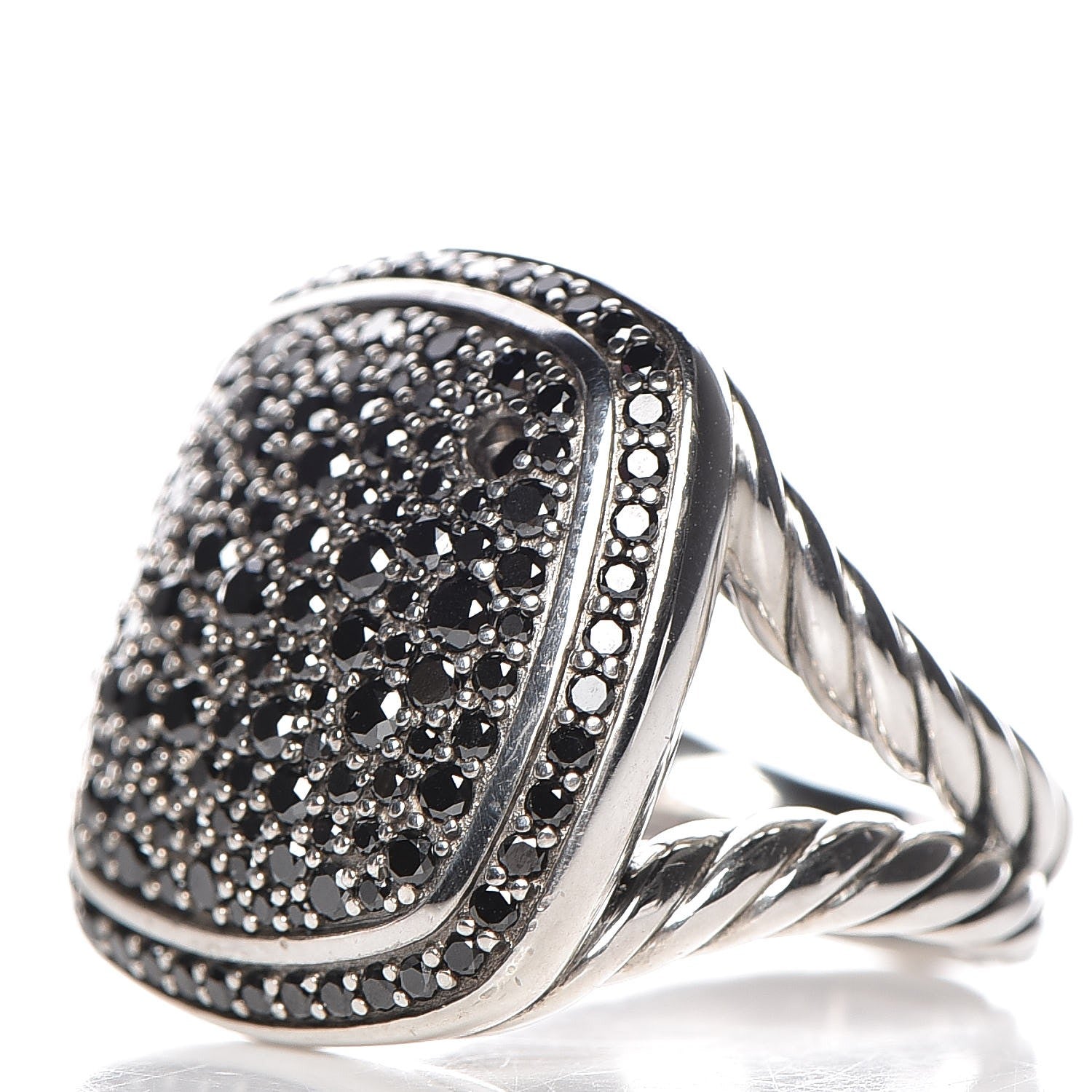 David Yurman Sterling Silver Black Diamond 17mm Albion Ring 48.5 4.75 4 of 6