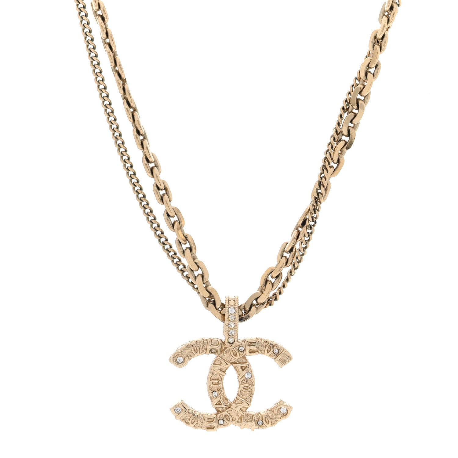Chanel Crystal CC Multi Strand Chain Necklace Gold 1 of 5