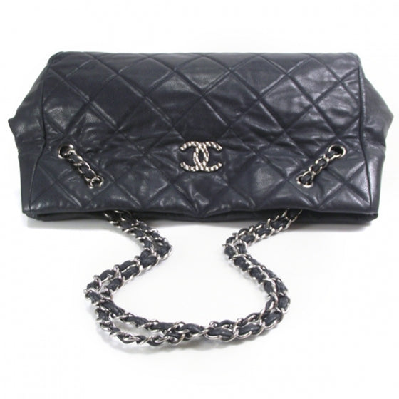 Quilted Shopping Tote Caviar Navy