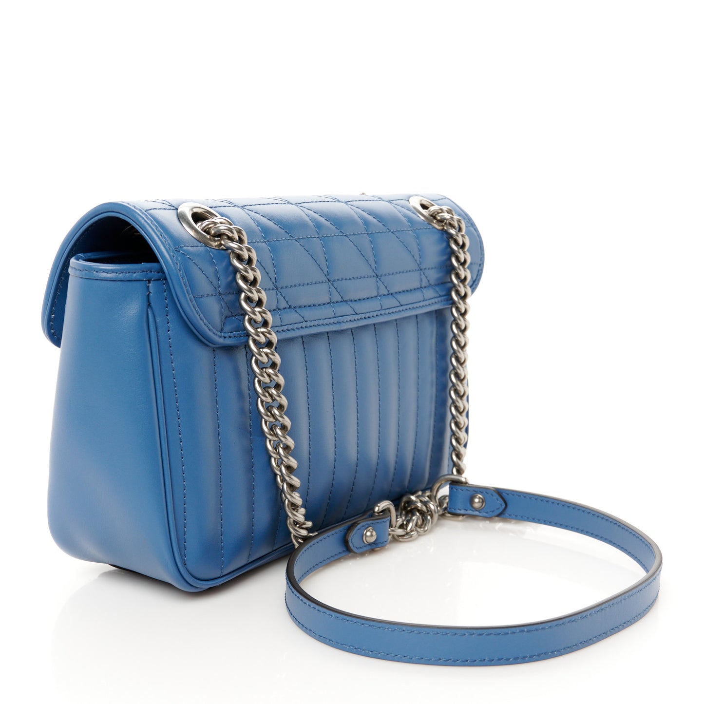 Calfskin Matelasse Aria Small GG Marmont Shoulder Bag Clear Blue