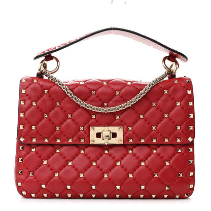 Valentino Garavani Lambskin Medium Rockstud Spike Shoulder Bag Red 1 of 10