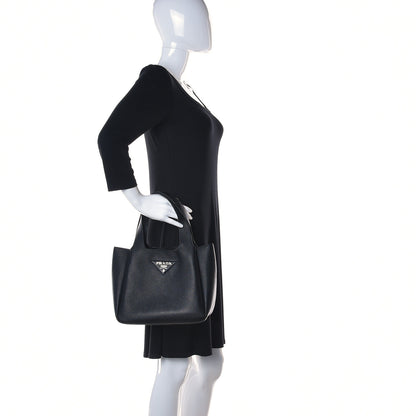 Prada Vitello Daino Soft Medium Dynamique Tote Black 2 of 9